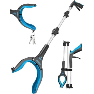 Kekoy - Recolectores de arena para adultos, extra largo portátil para ancianos, agarrador de mano ayuda para discapacitados, agarrador superior (azul cabalt, 36 pulgadas)