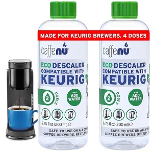 Keurig - Solución de descalcificación compatible 2 botellas de solución descalcificadora Keurig. Keurig Kit de descalcificación elimina la cal para café más caliente. Descalcificador de 4 usos para