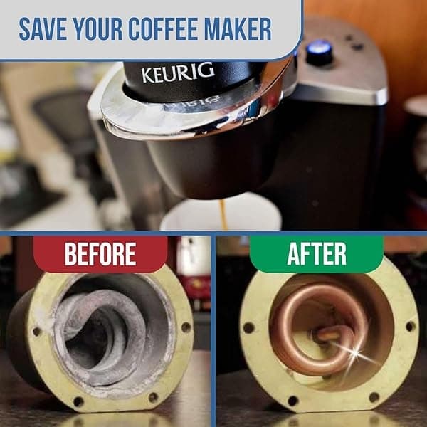 Keurig - Solución de descalcificación compatible 2 botellas de solución descalcificadora Keurig. Keurig Kit de descalcificación elimina la cal para café más caliente. Descalcificador de 4 usos para - Image 8