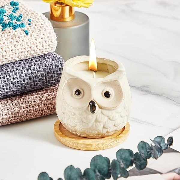 Kinforse Velas perfumadas para mujeres, regalos de cumpleaños para mujeres, regalos de búho para mujeres, vela naranja dulce, mejor amiga, juego único de velas de baño de feliz cumpleaños, ideas de regalo con caja de regalo de mármol - Image 3