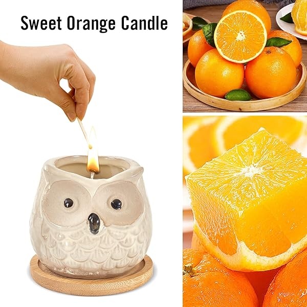 Kinforse Velas perfumadas para mujeres, regalos de cumpleaños para mujeres, regalos de búho para mujeres, vela naranja dulce, mejor amiga, juego único de velas de baño de feliz cumpleaños, ideas de regalo con caja de regalo de mármol - Image 4