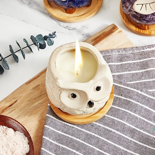 Kinforse Velas perfumadas para mujeres, regalos de cumpleaños para mujeres, regalos de búho para mujeres, vela naranja dulce, mejor amiga, juego único de velas de baño de feliz cumpleaños, ideas de regalo con caja de regalo de mármol - Image 5