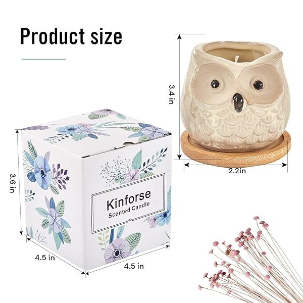 Kinforse Velas perfumadas para mujeres, regalos de cumpleaños para mujeres, regalos de búho para mujeres, vela naranja dulce, mejor amiga, juego único de velas de baño de feliz cumpleaños, ideas de regalo con caja de regalo de mármol - Image 6