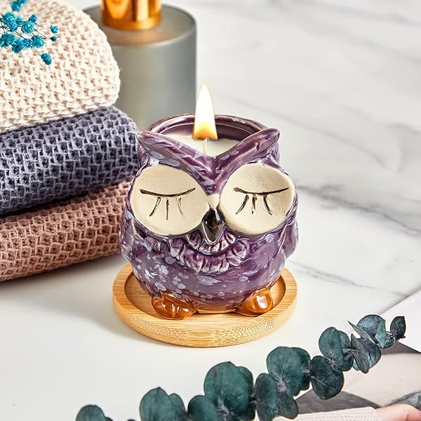 Kinforse Velas perfumadas, regalos para mujeres, regalos de cumpleaños para mujeres, regalos de búho para mujeres, vela de lavanda, mejor amiga, juego único de velas de baño de feliz cumpleaños, ideas de regalo con caja de regalo de mármol - Image 3
