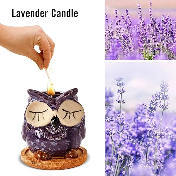 Kinforse Velas perfumadas, regalos para mujeres, regalos de cumpleaños para mujeres, regalos de búho para mujeres, vela de lavanda, mejor amiga, juego único de velas de baño de feliz cumpleaños, ideas de regalo con caja de regalo de mármol - Image 4