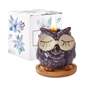 Kinforse Velas perfumadas, regalos para mujeres, regalos de cumpleaños para mujeres, regalos de búho para mujeres, vela de lavanda, mejor amiga, juego único de velas de baño de feliz cumpleaños, ideas de regalo con caja de regalo de mármol