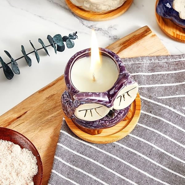 Kinforse Velas perfumadas, regalos para mujeres, regalos de cumpleaños para mujeres, regalos de búho para mujeres, vela de lavanda, mejor amiga, juego único de velas de baño de feliz cumpleaños, ideas de regalo con caja de regalo de mármol - Image 6