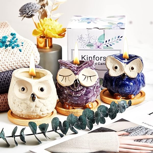 Kinforse Velas perfumadas, regalos para mujeres, regalos de cumpleaños para mujeres, regalos de búho para mujeres, vela de lavanda, mejor amiga, juego único de velas de baño de feliz cumpleaños, ideas de regalo con caja de regalo de mármol - Image 7