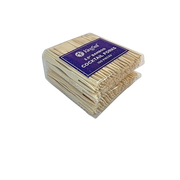 KingSeal - Tenedores de bambú de 2 puntas, 8,9 cm, Casual, 2 - Image 4