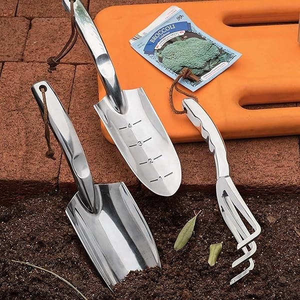Kings County Tools Juego de Palas, Palas y Tenedores de jardín, Aluminio Fundido Pulido, Kit de Cultivo de Piso, Ideal para Todas Las Condiciones del Piso, Mango Suave con Hueco para el Pulgar - Image 3