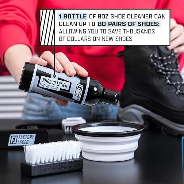 Kit de limpiador de zapatos – Productos de limpieza de zapatos – Solución natural limpiador de tenis de 8 onzas, desodorizador de zapatos, espray repelente de manchas y agua, seguro en vinilo, nobuck, gamuza, lona, malla, paño y más - Image 5