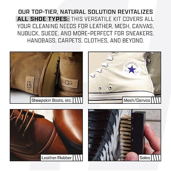 Kit de limpiador de zapatos – Productos de limpieza de zapatos – Solución natural limpiador de tenis de 8 onzas, desodorizador de zapatos, espray repelente de manchas y agua, seguro en vinilo, nobuck, gamuza, lona, malla, paño y más - Image 9