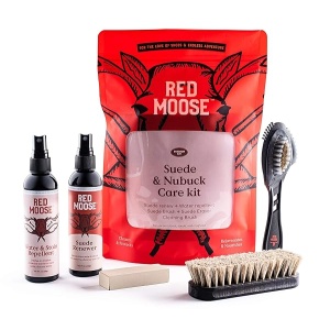 Kit de limpieza de gamuza y nobuck – 5 piezas – Protector de agua y manchas, cepillos – Alce rojo