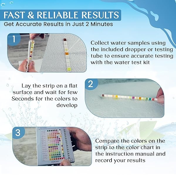 Kit de prueba de agua potable 16 en 1 | Tiras de prueba de alta sensibilidad detectan pH, dureza, cloro, plomo, hierro, cobre, nitrato, nitrito | Tiras de prueba de pureza del agua para el hogar para - Image 7