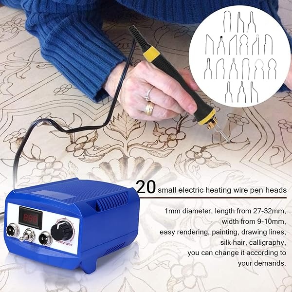 Kit de quema de madera, 60 W, LED, digital, control preciso de temperatura, doble pirografía de madera, con 20 puntas diferentes para adultos, principiantes, niños(Enchufe de EE. UU. 110V) - Image 4