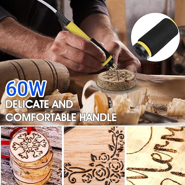 Kit de quema de madera, 60 W, LED, digital, control preciso de temperatura, doble pirografía de madera, con 20 puntas diferentes para adultos, principiantes, niños(Enchufe de EE. UU. 110V) - Image 5