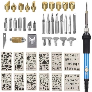 Kit de quemado de madera, herramienta de quemado de madera ajustable, kit de pirografía para adultos con plantillas de números, 46 piezas