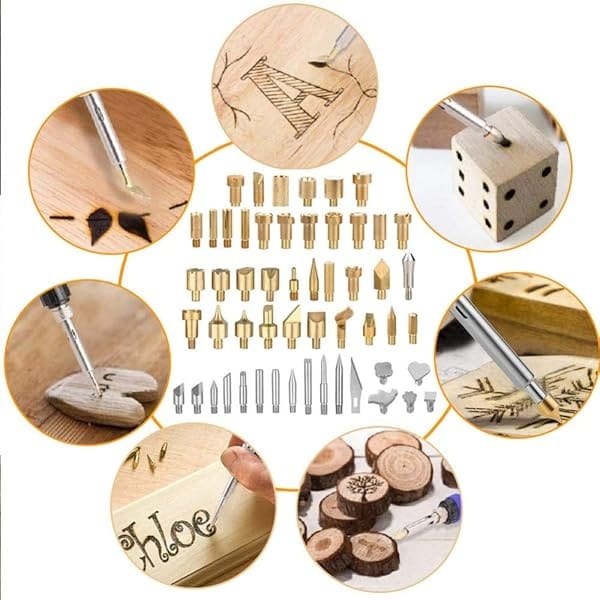 Kit de quemado de madera, herramienta de quemado de madera ajustable, kit de pirografía para adultos con plantillas de números, 46 piezas - Image 6