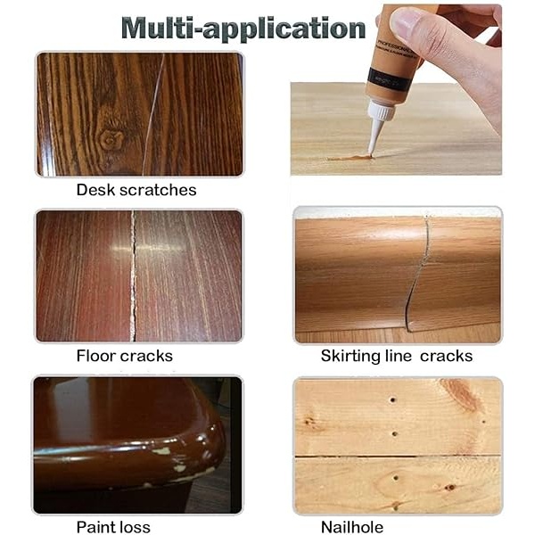 Kit de reparación de madera para retocar cualquier mueble de madera, 12 colores de superficie de cubierta de arañazos para mesa de piso de madera, pintura de muebles de relleno, roble, gabinete, puerta, chapa, cereza, nogal - Image 9