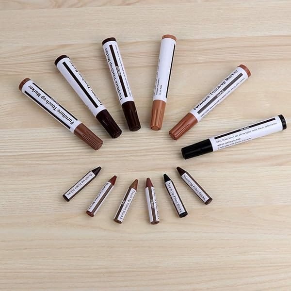 Kit de reparación de muebles - Juego de 12 marcadores y varillas de cera con kit de afilador, para manchas, arañazos, suelos de madera, mesas, escritorios, carpinteros, postes de cama, retoques y - Image 4