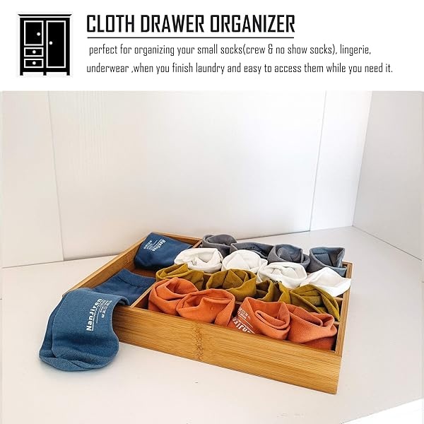 Kitchen Wood Utensil Tray Drawer Organizer,10 INCHES Bamboo Silverware Tray for Drawer,Small Cutlery Organizer, Flatware Holder,Office Storage Organizers,Knife Makeup Desk Drawer Dividers Insert - Image 6