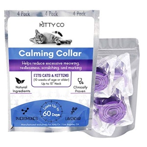 Kitty Co Collar calmante para Gatos | Alivio de la ansiedad de Gato con feromonas | Productos calmantes para Gatos | 4 Unidades