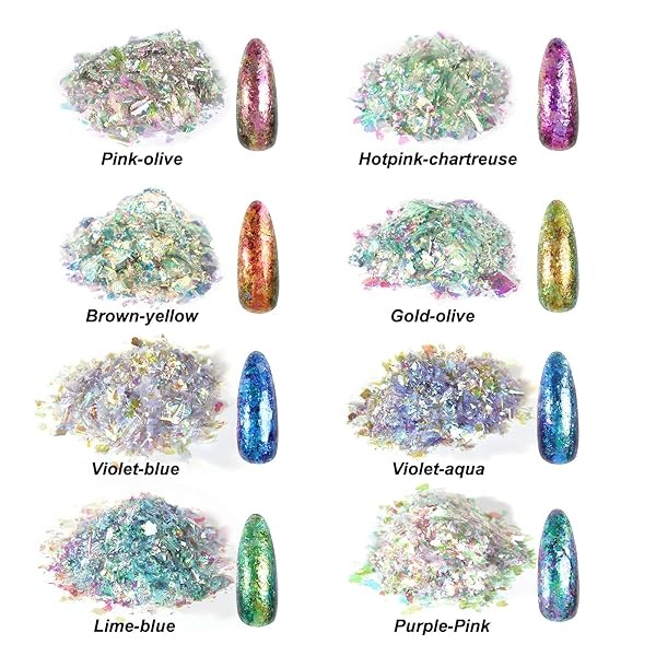 LET'S RESIN Chameleon Chunky Flakes, suministros de resina, 8 colores intensos pigmentos de cambio de color en polvo para manualidades de resina/vasos, copos de sombra de ojos iridiscentes en polvo - Image 3