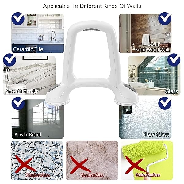 LEVERLOC Barra de seguridad para ducha, con ventosa, sin taladro, para personas mayores, embarazadas, discapacitados, baño, baño, baño, asistir, mango de ducha, fuerte succión de hasta 240 libras, fácil de agarrar - Image 4