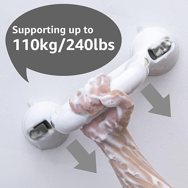 LEVERLOC Barra de seguridad para ducha, con ventosa, sin taladro, para personas mayores, embarazadas, discapacitados, baño, baño, baño, asistir, mango de ducha, fuerte succión de hasta 240 libras, fácil de agarrar - Image 8