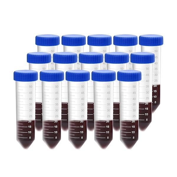 LGEVER Plastic Test Tubes 50mL with Screw Caps, 25pcs EO Sterile Conical Centrifuge Tubes, Polypropylene Container Bulk with Graduated and Write-on Spot, Non-Pyrogenic, DN/RNase Free Human DNA-Free