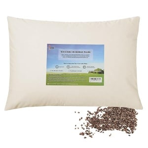LOFE - Almohada orgánica de trigo sarraceno para dormir, 14 x 20 pulgadas, altura ajustable, transpirable para dormir fresco, soporte cervical para dormir de espalda y lateral (cascos de trigo