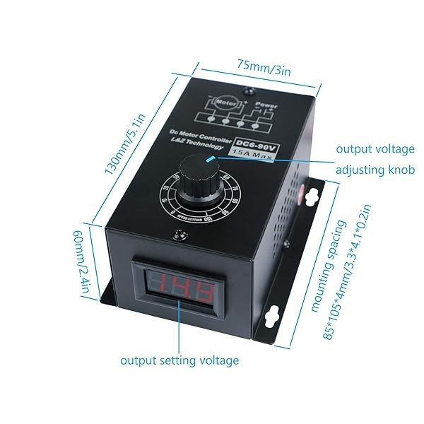 L&Z Controlador de velocidad del motor CC PWM 6-90V 15A Módulo de control de ajuste del motor 1000W 16kHz - Image 4