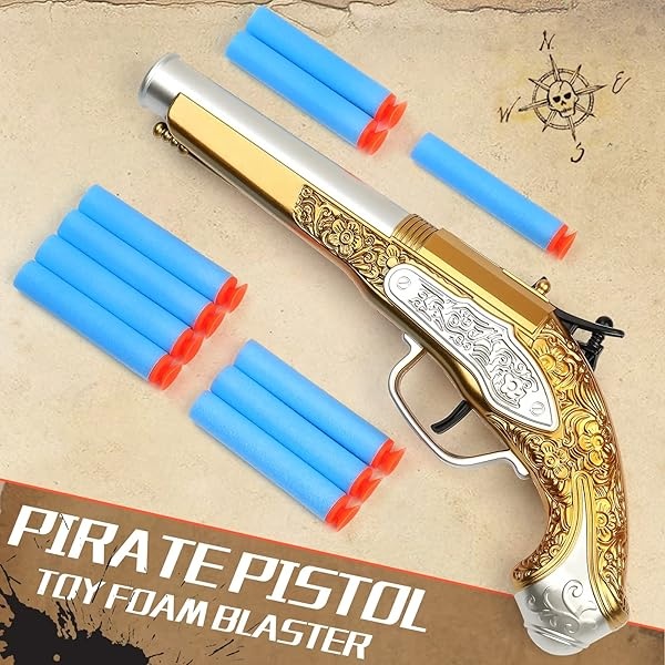 Lanzador de espuma pirata de juguete para niños con dardos de espuma suave, 20 piezas temáticas, accesorio de disfraz de pirata bucanero para niños a partir de 3 años - Image 3