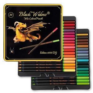 Lápices de colores Black Widow Dragon para adultos – 36 lápices de colores con pigmentos suaves – el mejor juego de lápices de colores para libros de colorear y dibujo para adultos – Un juego de lápices imprescindible
