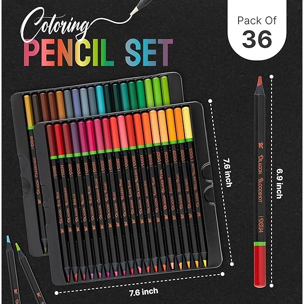 Lápices de colores Black Widow Dragon para adultos – 36 lápices de colores con pigmentos suaves – el mejor juego de lápices de colores para libros de colorear y dibujo para adultos – Un juego de lápices imprescindible - Image 6