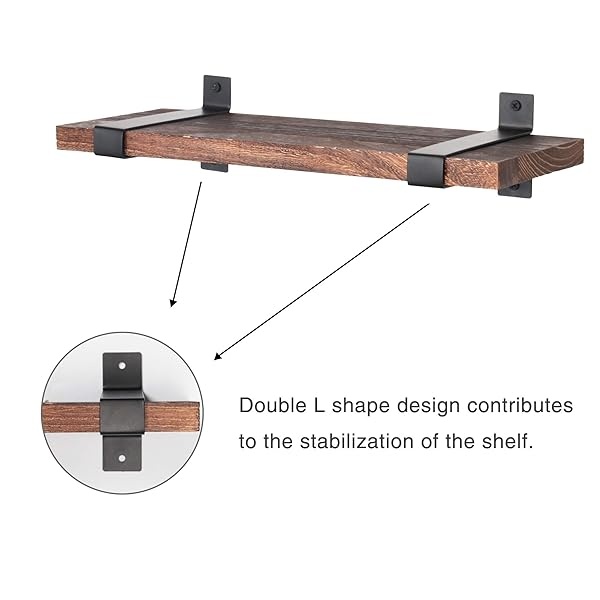 Lavievert - Estantes flotantes de pared de madera rústica para dormitorio, salón, baño, cocina, oficina, juego de 2 - Image 3