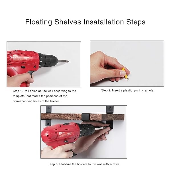 Lavievert - Estantes flotantes de pared de madera rústica para dormitorio, salón, baño, cocina, oficina, juego de 2 - Image 4