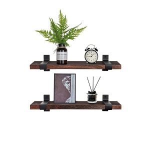 Lavievert - Estantes flotantes de pared de madera rústica para dormitorio, salón, baño, cocina, oficina, juego de 2