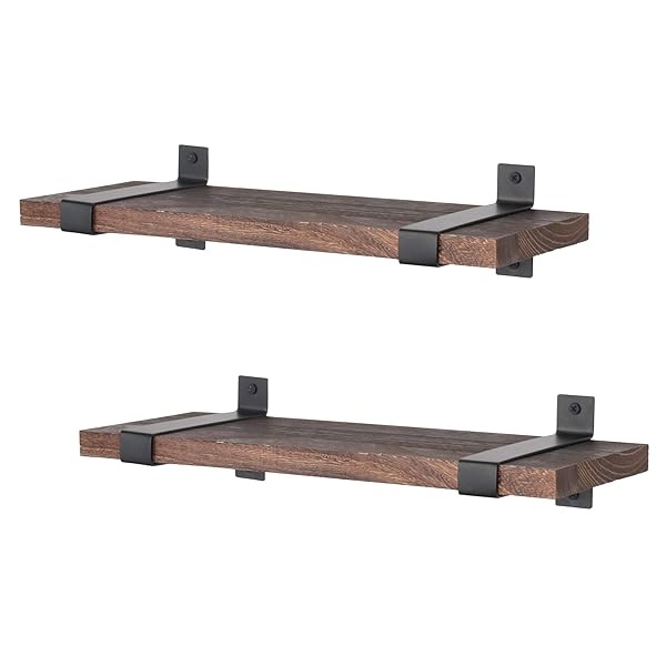 Lavievert - Estantes flotantes de pared de madera rústica para dormitorio, salón, baño, cocina, oficina, juego de 2 - Image 6