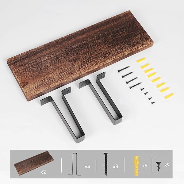 Lavievert - Estantes flotantes de pared de madera rústica para dormitorio, salón, baño, cocina, oficina, juego de 2 - Image 7