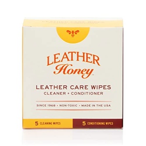 Leather Honey Kit para el cuidado del cuero: Limpia y restaura. Para sofás de cuero, asientos, bolsos, zapatos y mochilas. Seguros y listos para usar. 5 toallitas limpiadoras y 5 acondicionadoras