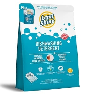 Lemi Shine Cápsulas naturales para lavavajillas – Cápsulas de detergente todo en uno en polvo y gel para lavavajillas con potente ácido cítrico, 65 unidades