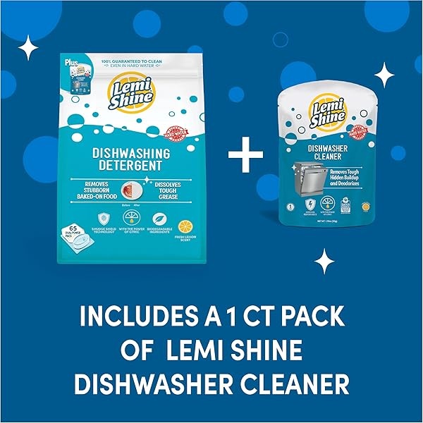 Lemi Shine Cápsulas naturales para lavavajillas – Cápsulas de detergente todo en uno en polvo y gel para lavavajillas con potente ácido cítrico, 65 unidades - Image 5