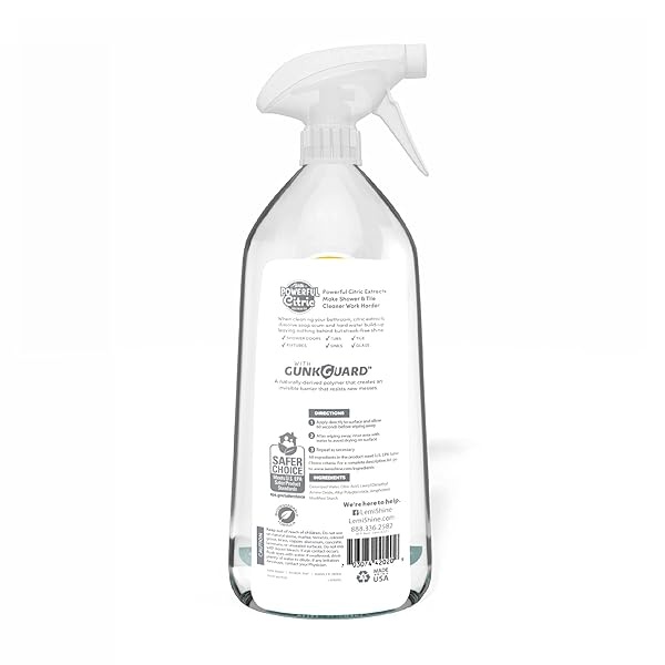 Lemi Shine Limpiador de azulejos y duchas – Limpiador de azulejos y ducha elimina cal, calcio, jabón con potente ácido cítrico, fórmula sin fragancia, botella de 28 onzas – 3 unidades - Image 3