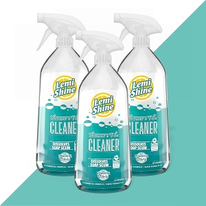 Lemi Shine Limpiador de azulejos y duchas – Limpiador de azulejos y ducha elimina cal, calcio, jabón con potente ácido cítrico, fórmula sin fragancia, botella de 28 onzas – 3 unidades