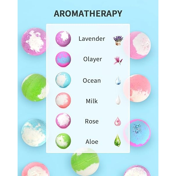Light Up Bath Bombs with Surprise Inside,Natural Bath Bombs Gift Set 6 with Essential Oils,Magnesium Bath Bombs for Women Relaxing Spa Bath Skin Moisturize Gifts for Women - Image 9