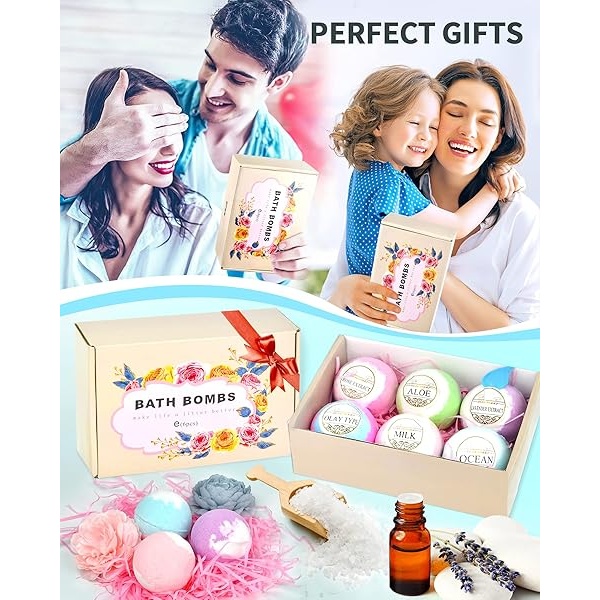 Light Up Bath Bombs with Surprise Inside,Natural Bath Bombs Gift Set 6 with Essential Oils,Magnesium Bath Bombs for Women Relaxing Spa Bath Skin Moisturize Gifts for Women - Image 10