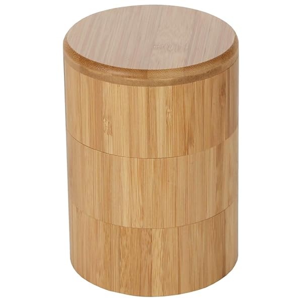 Lily's Home Contenedor de bambú de 3 niveles, soporte dividido para especias, caja de madera para sal y pimienta con cierre magnético y una cuchara - Image 5