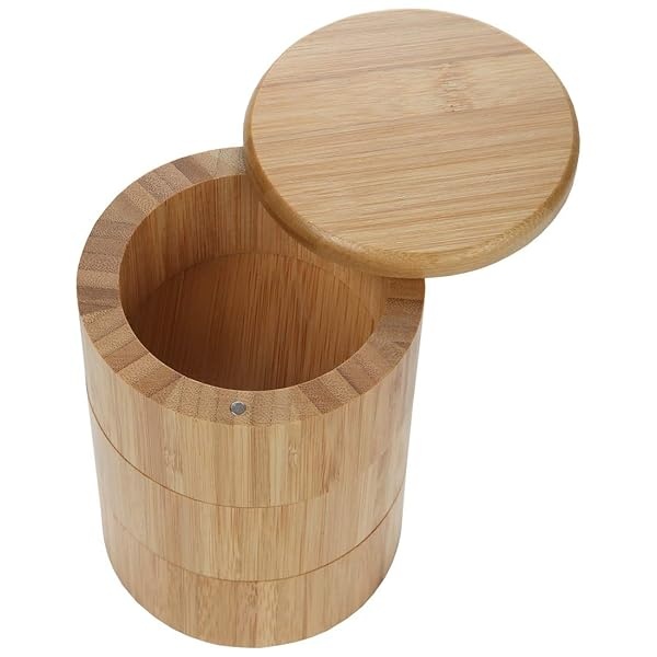 Lily's Home Contenedor de bambú de 3 niveles, soporte dividido para especias, caja de madera para sal y pimienta con cierre magnético y una cuchara - Image 6