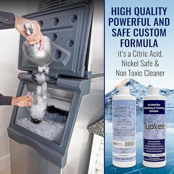 Limpiador de máquina de hielo Tupkee níquel seguro - 16 oz limpiador de máquina de hielo, universal para Affresh, Whirlpool 4396808, Manitowoc, Kitchenaid, Scotsman Limpiador de máquina de hielo y descalcificador - Image 4